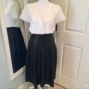 Vintage Genuine Leather Midi Pleated Skirt XS/S